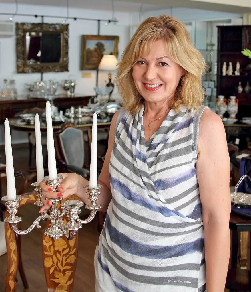 Evi, the owner of Portobello Antique shop