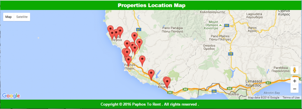 Paphos to Rent map