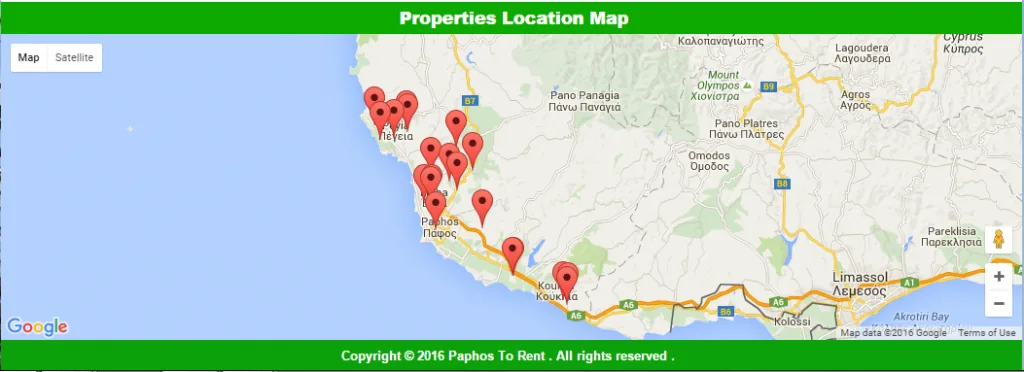 Paphos To Rent map Paphos to Rent map