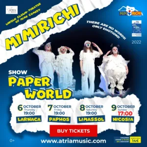 For the first time in Cyprus Clown theatre of plastic comedy “MIMIRICHI” will perform with the program “Paper World”