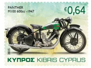Новые марки с изображением старинных мотоциклов из коллекции музея