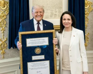 Мария Корина Мачадо вручила Дональду Трампу золотую медаль Нобелевской премии мира