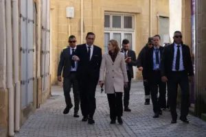 EU commissioners tour Cyprus Green Line in Nicosia old town