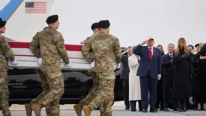 Trump attends dignified transfer of six U.S. service members at Dover Air Force Base
