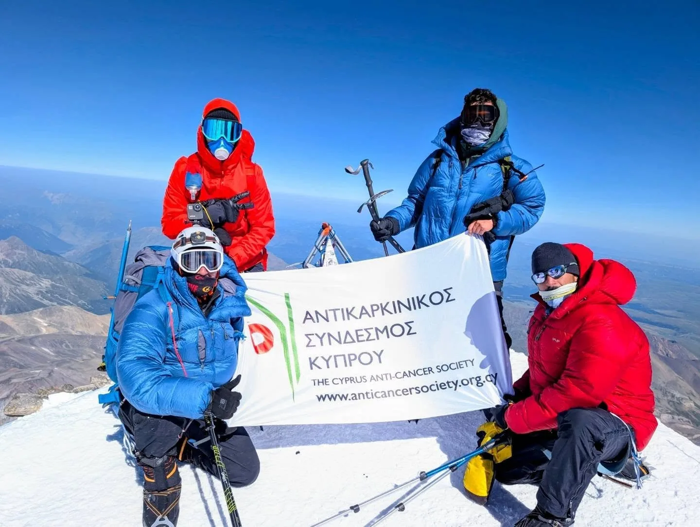Four Cypriots summit Mount Elbrus in aid of Cyprus Anti-Cancer Society