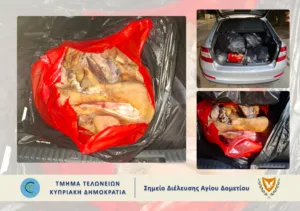 Таможня изъяла 245 кг продуктов животного происхождения на КПП Айос-Дометиос