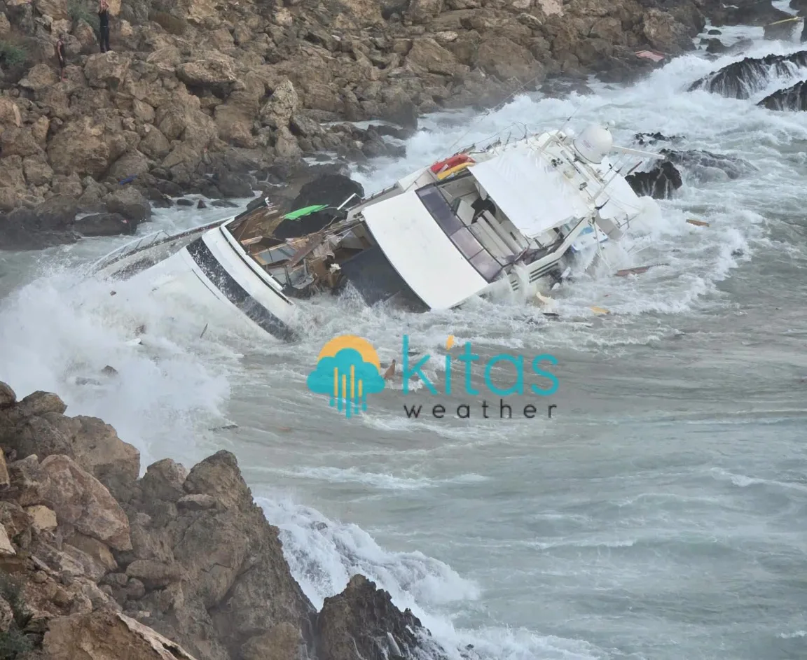 Five rescued after two boats sink in rough seas off Cape Greco
