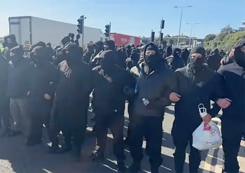 Masked protest disrupts traffic around Port of Dover